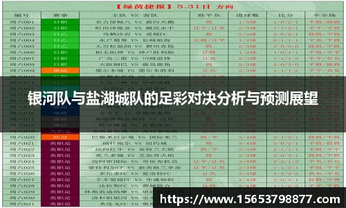 银河队与盐湖城队的足彩对决分析与预测展望